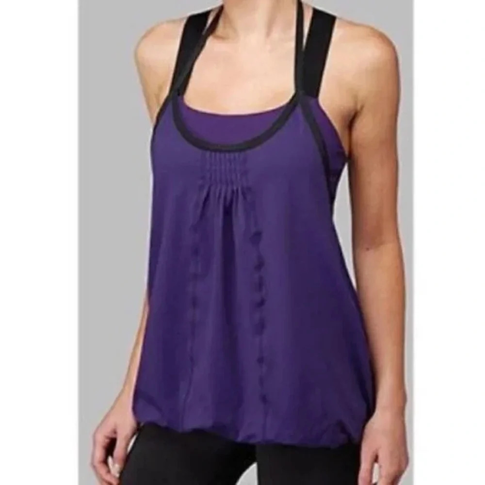 Lululemon Awareness tank Lolo Purple double layer balloon hem size 4